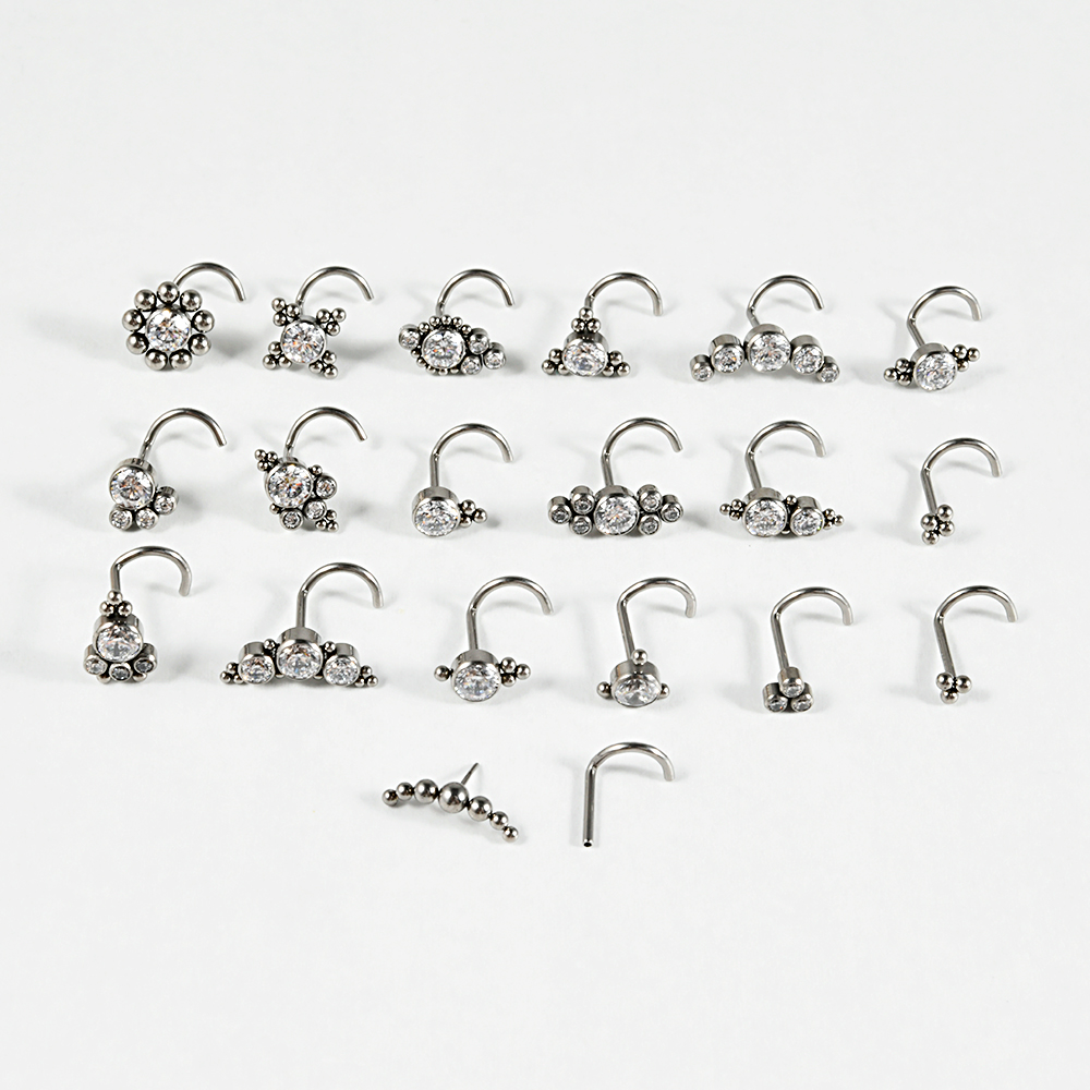 1 Piece Nose Rings & Studs Casual Elegant Vacation Sun G23 Titanium Zircon Inlay Zircon Nose Rings & Studs display picture 3