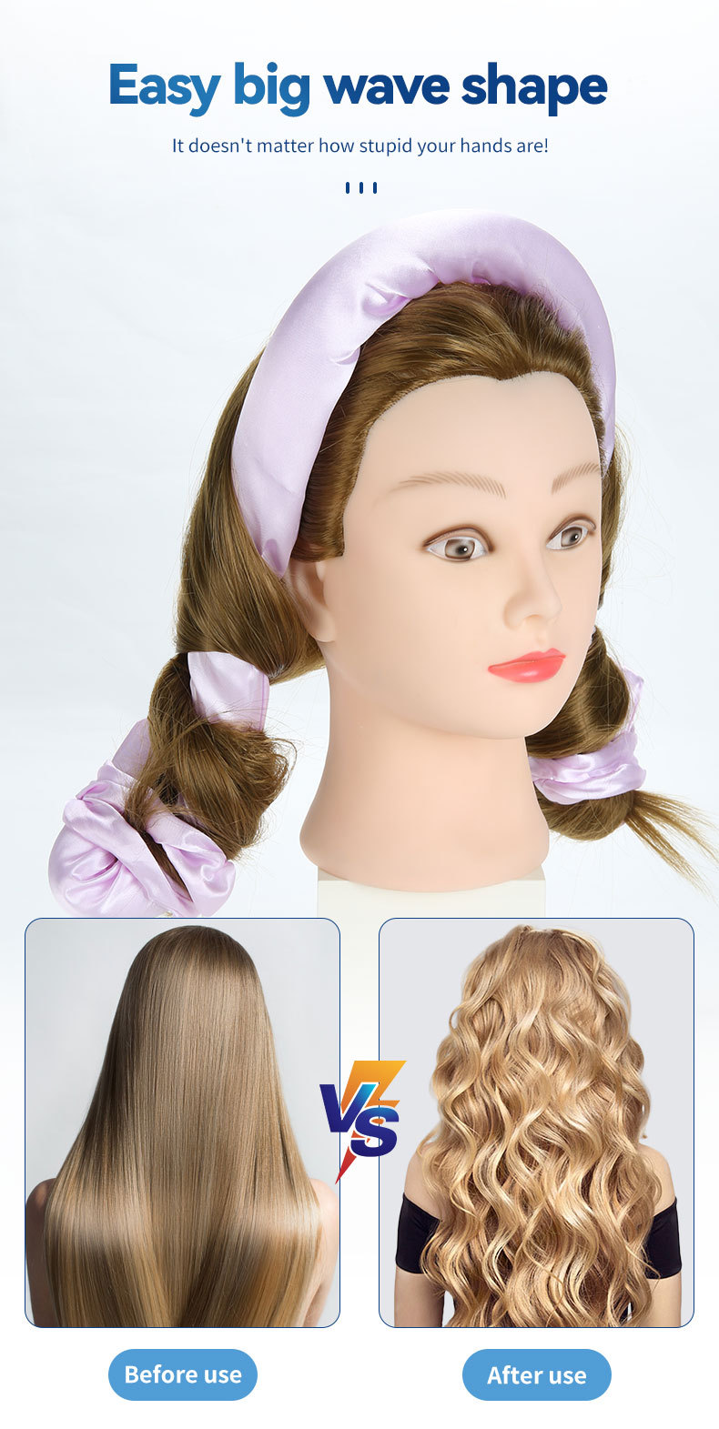 Hair Salon Big Waves No Heat Big Wave Curler Headband display picture 11