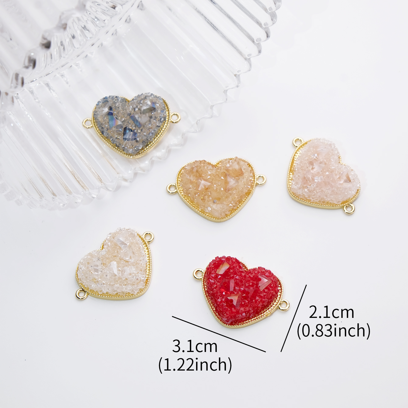 1 Piece 21*31mm Copper Artificial Crystal Resin 18K Gold Plated Heart Shape Pendant Jewelry Accessories display picture 5