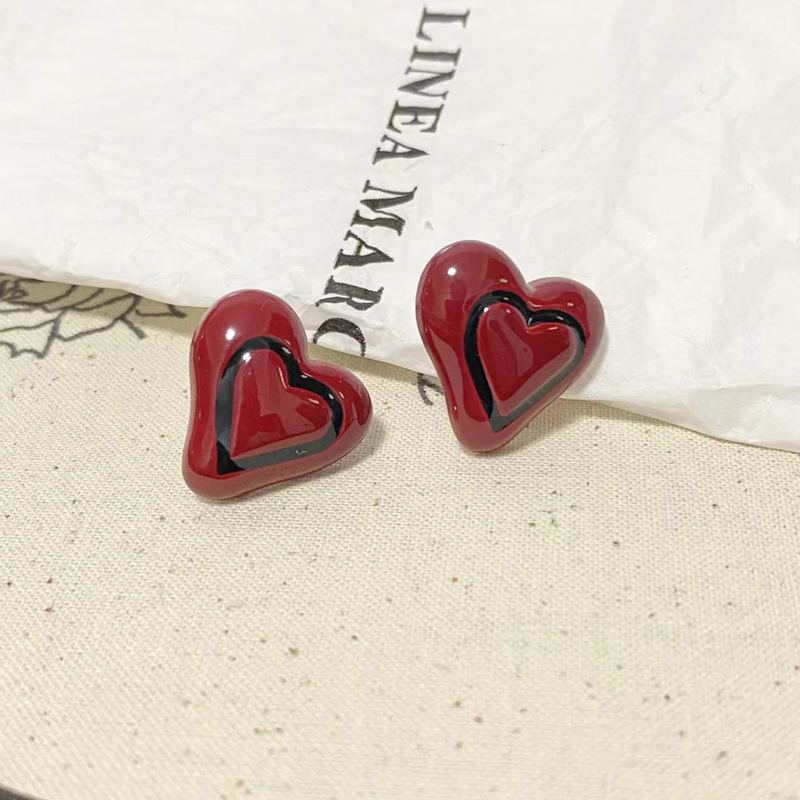 1 Pair Simple Style Commute Heart Shape Plating Resin Ear Studs display picture 2