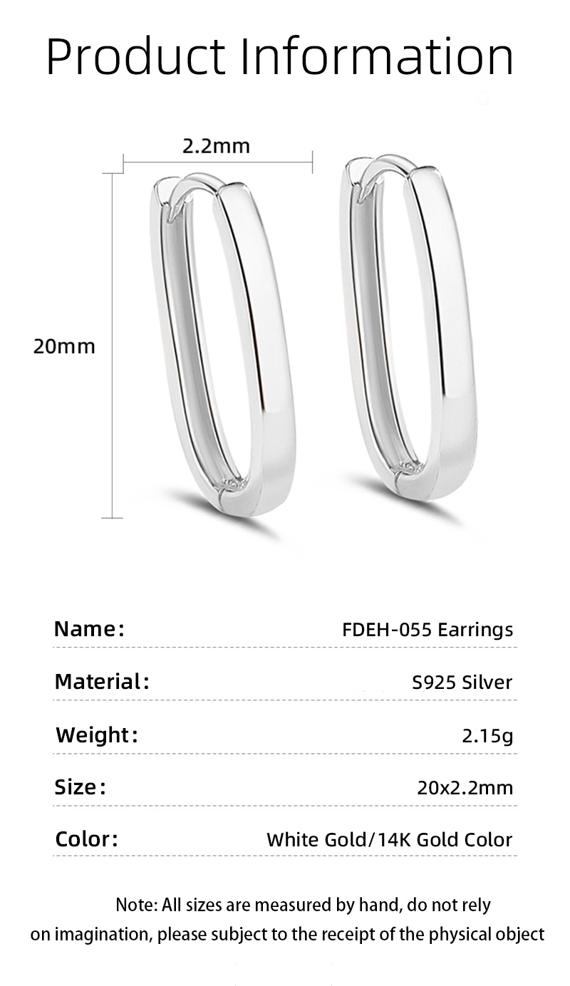 1 Piece 14K Gold Plated White Gold Plated Sterling Silver Oval Earrings display picture 2