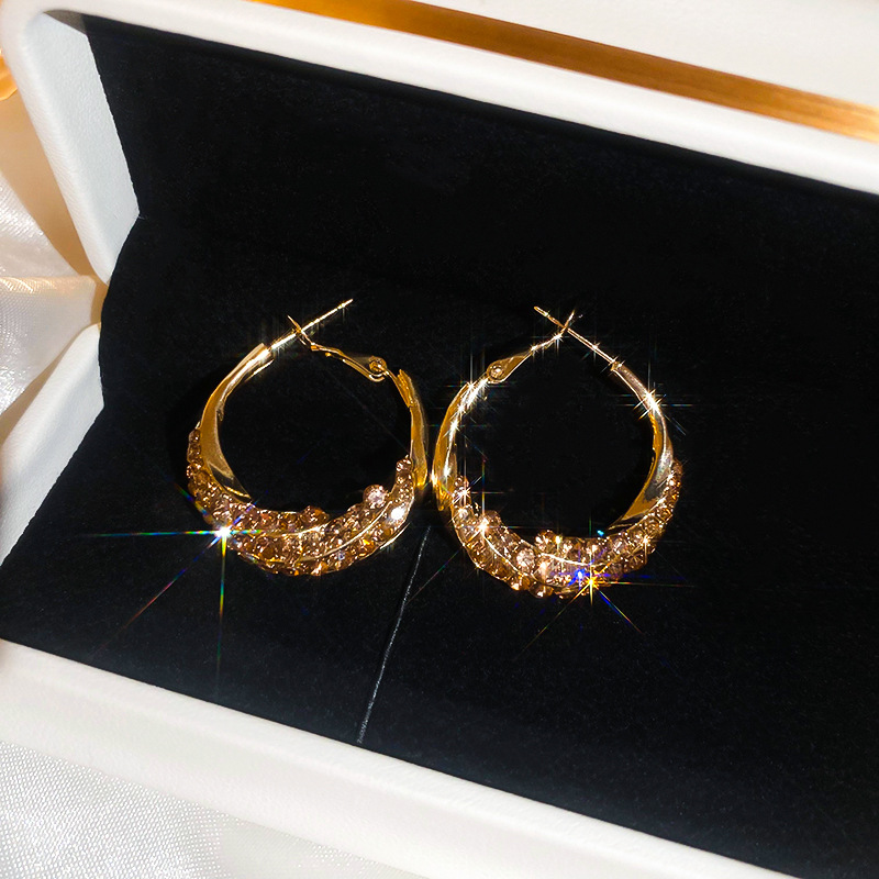 1 Pair Glam Retro Luxurious Round Inlay Alloy Rhinestones Earrings display picture 4