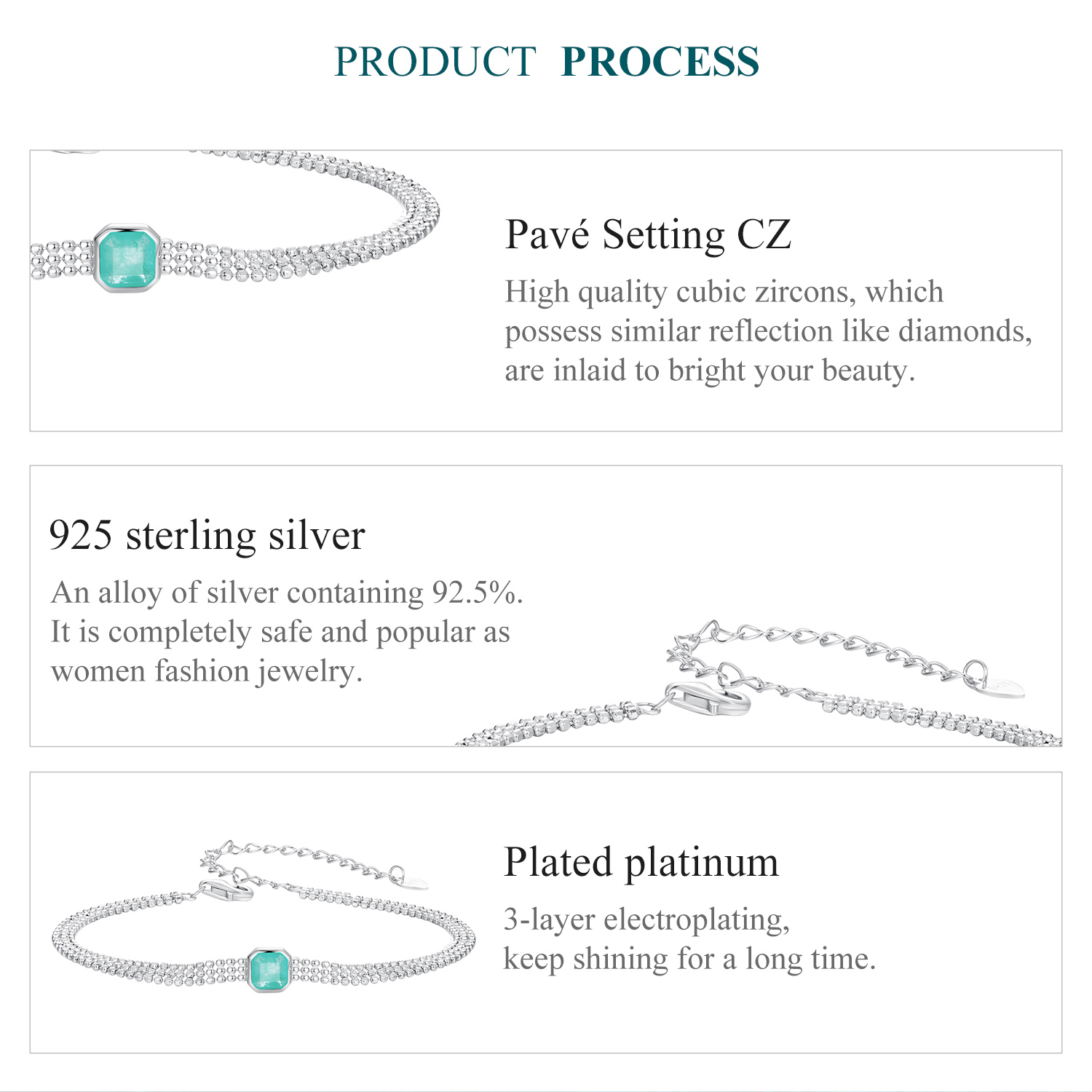 Sterling Silver Elegant Luxurious Bracelets display picture 3