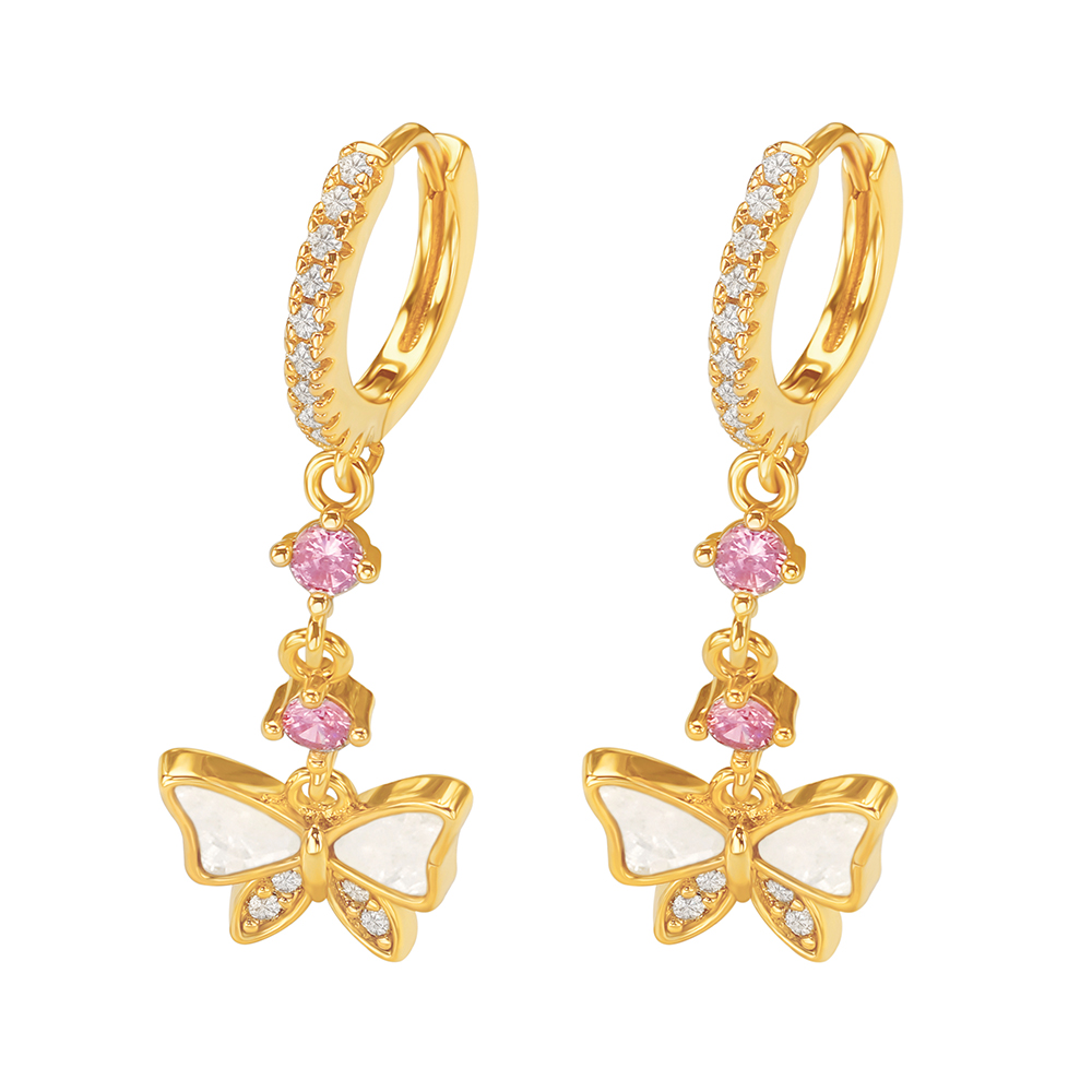 1 Pair IG Style Fairy Style Sweet Butterfly Plating Inlay Copper Zircon Copper Earrings Sets display picture 11