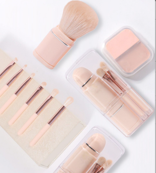 Hot Square 8-in -1 Makeup Brush Mini Portable Retractable Blush Brush Eye Shadow Brush Makeup Brush Suit display picture 1