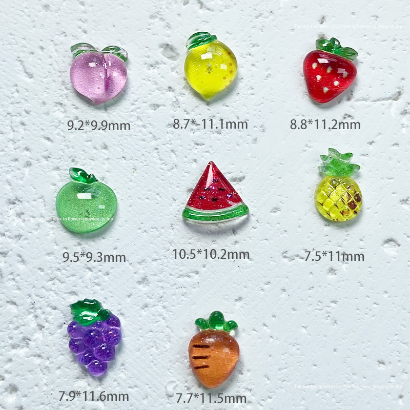 Summer Fruit Nail Art Cartoon Jewelry Resin Print Simulation Watermelon Strawberry Grape DIY Nail Decoration Mix display picture 3