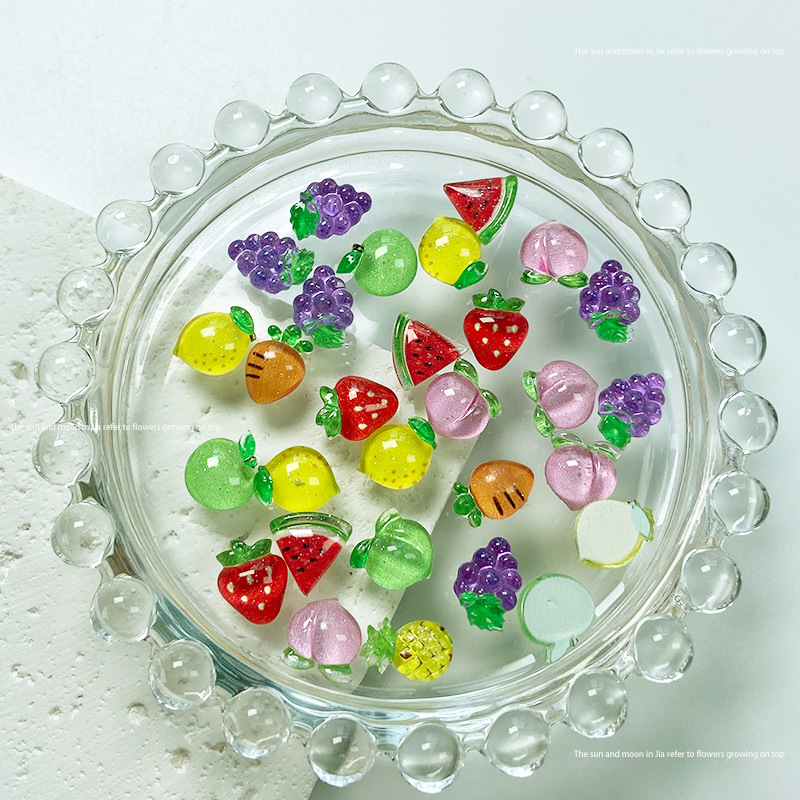 Summer Fruit Nail Art Cartoon Jewelry Resin Print Simulation Watermelon Strawberry Grape DIY Nail Decoration Mix display picture 12