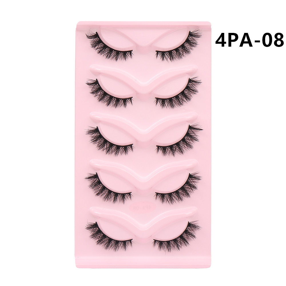 5 Pairs Of  Cat Eye Fox Fake Eyelash Black Stem Thick Curly Natural Simulation Cross display picture 2