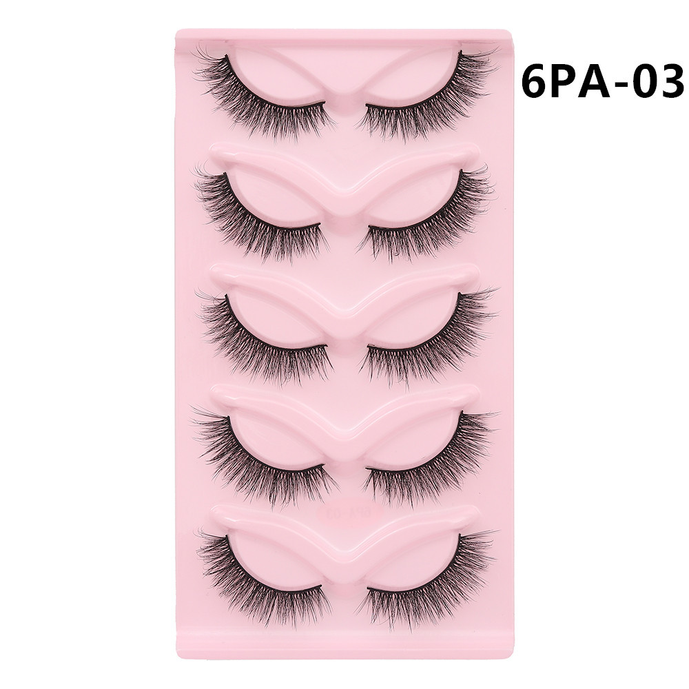 5 Pairs Of  Cat Eye Fox Fake Eyelash Black Stem Thick Curly Natural Simulation Cross display picture 3