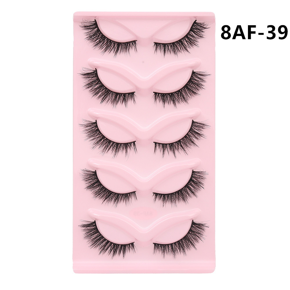 5 Pairs Of  Cat Eye Fox Fake Eyelash Black Stem Thick Curly Natural Simulation Cross display picture 6