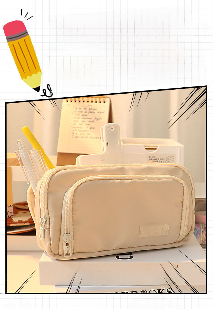 Large Capacity Simple Japanese Pencil Case  New Stationery Box Female Primary School Student High School Student Pencil Case display picture 1