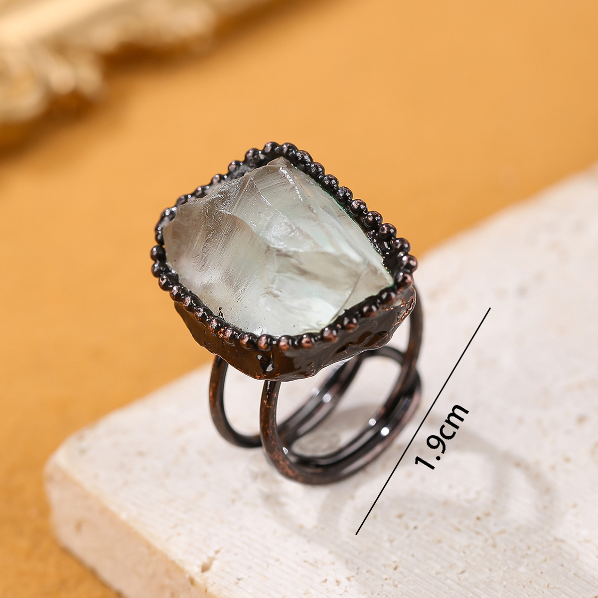 Copper Handmade Inlay Irregular Crystal Open Rings display picture 2