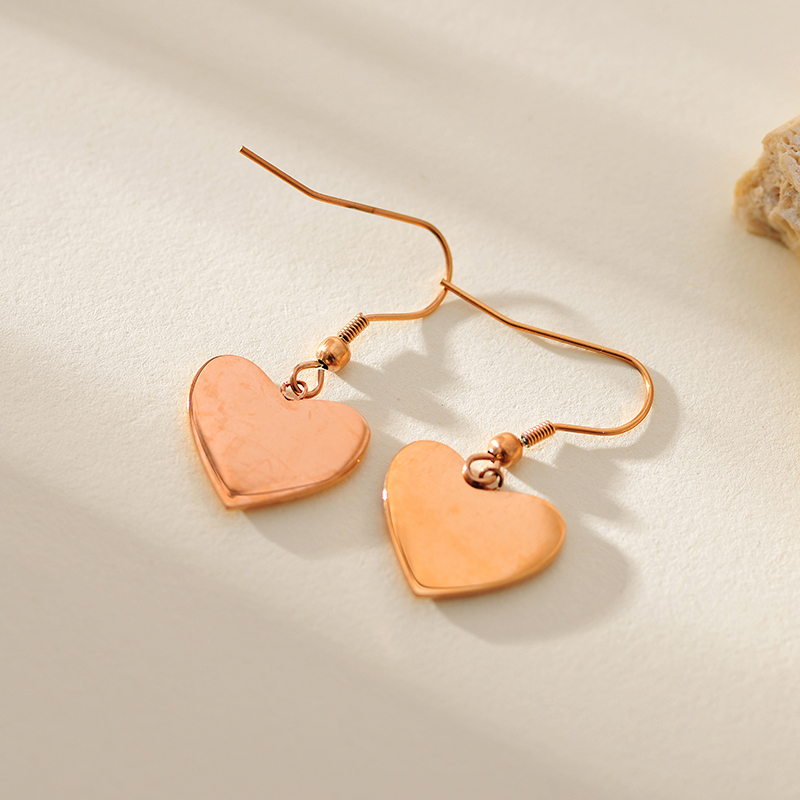 1 Pair Elegant Simple Style Heart Shape 304 Stainless Steel Drop Earrings display picture 5