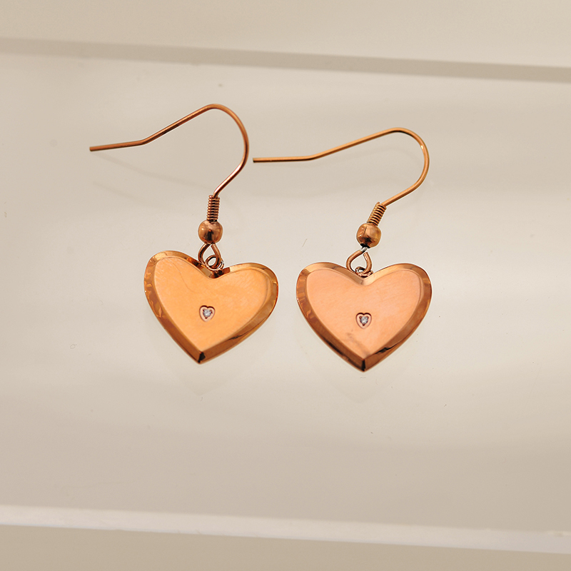 1 Pair Elegant Simple Style Heart Shape 304 Stainless Steel Drop Earrings display picture 7