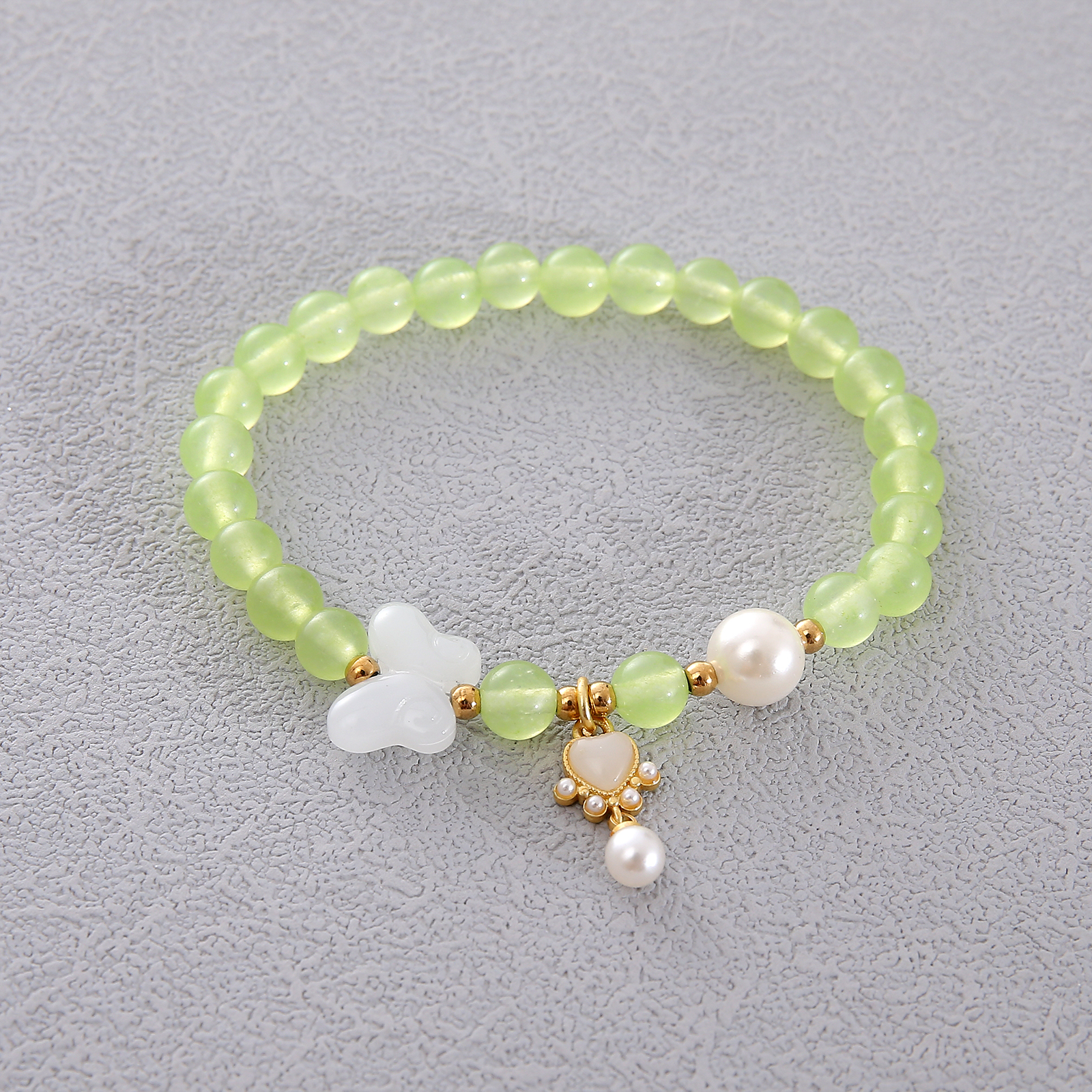 Sweet Simple Style Heart Shape Butterfly Natural Stone Beaded Chain Bracelets In Bulk display picture 5