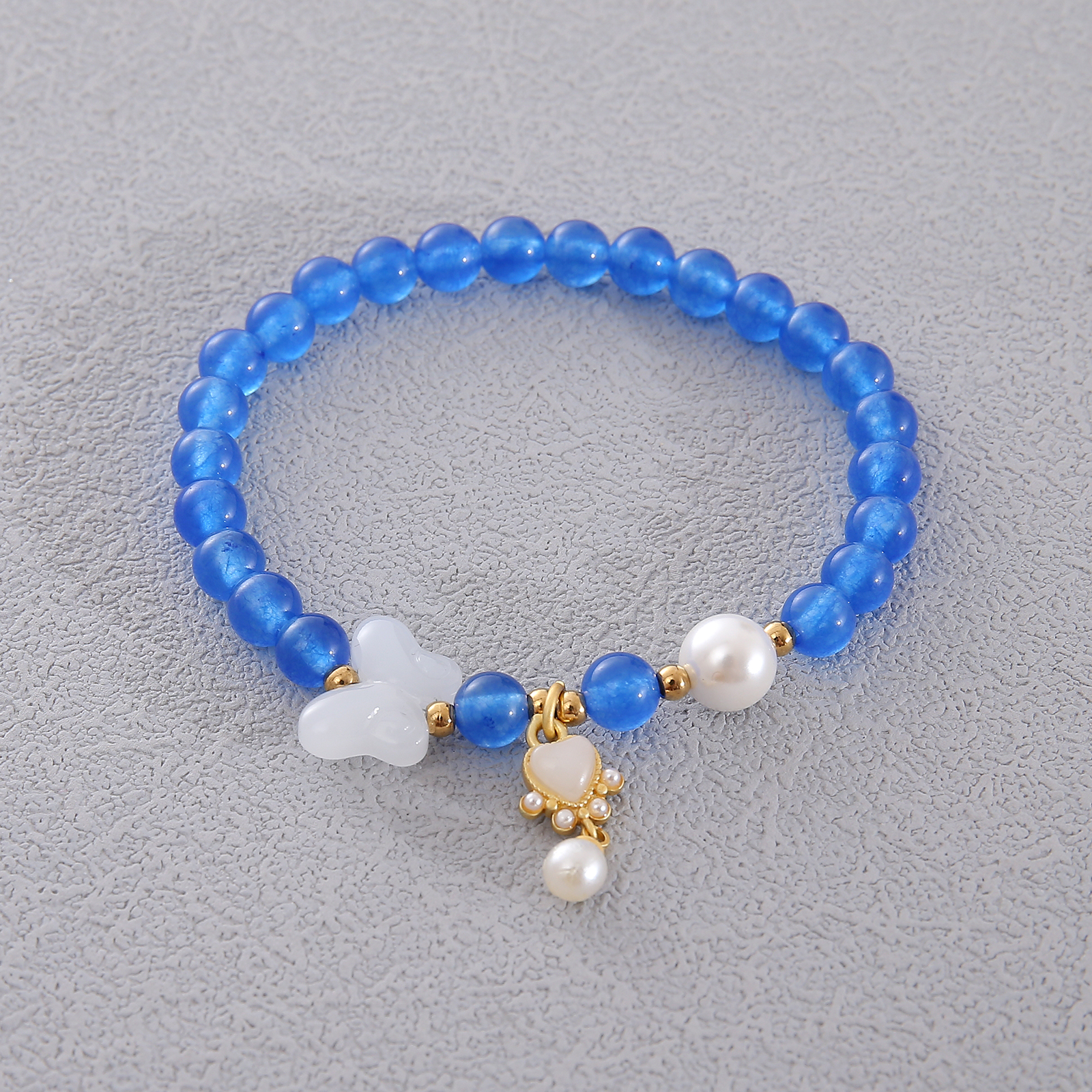 Sweet Simple Style Heart Shape Butterfly Natural Stone Beaded Chain Bracelets In Bulk display picture 4