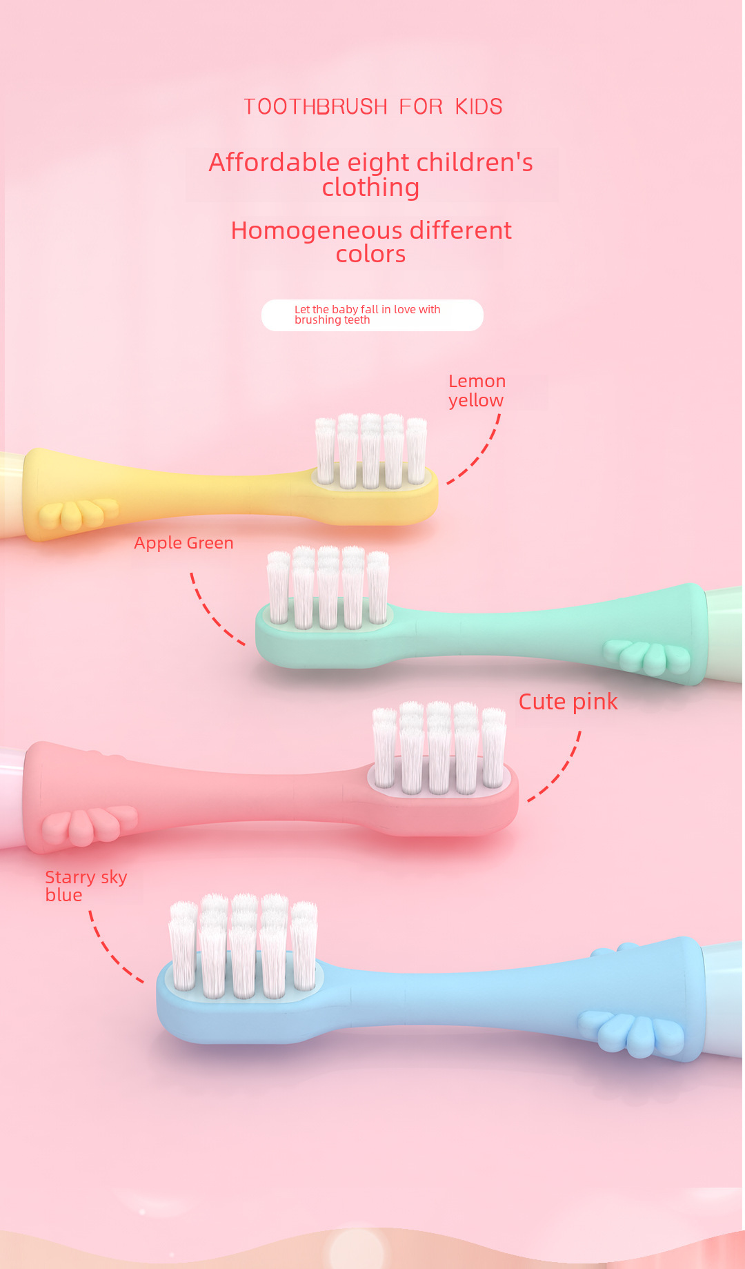 Mikolife Children's Soft Hair Toothbrush Wholesale Eight Pack Care Gum Cleaning Teeth Cartoon Barrel display picture 4