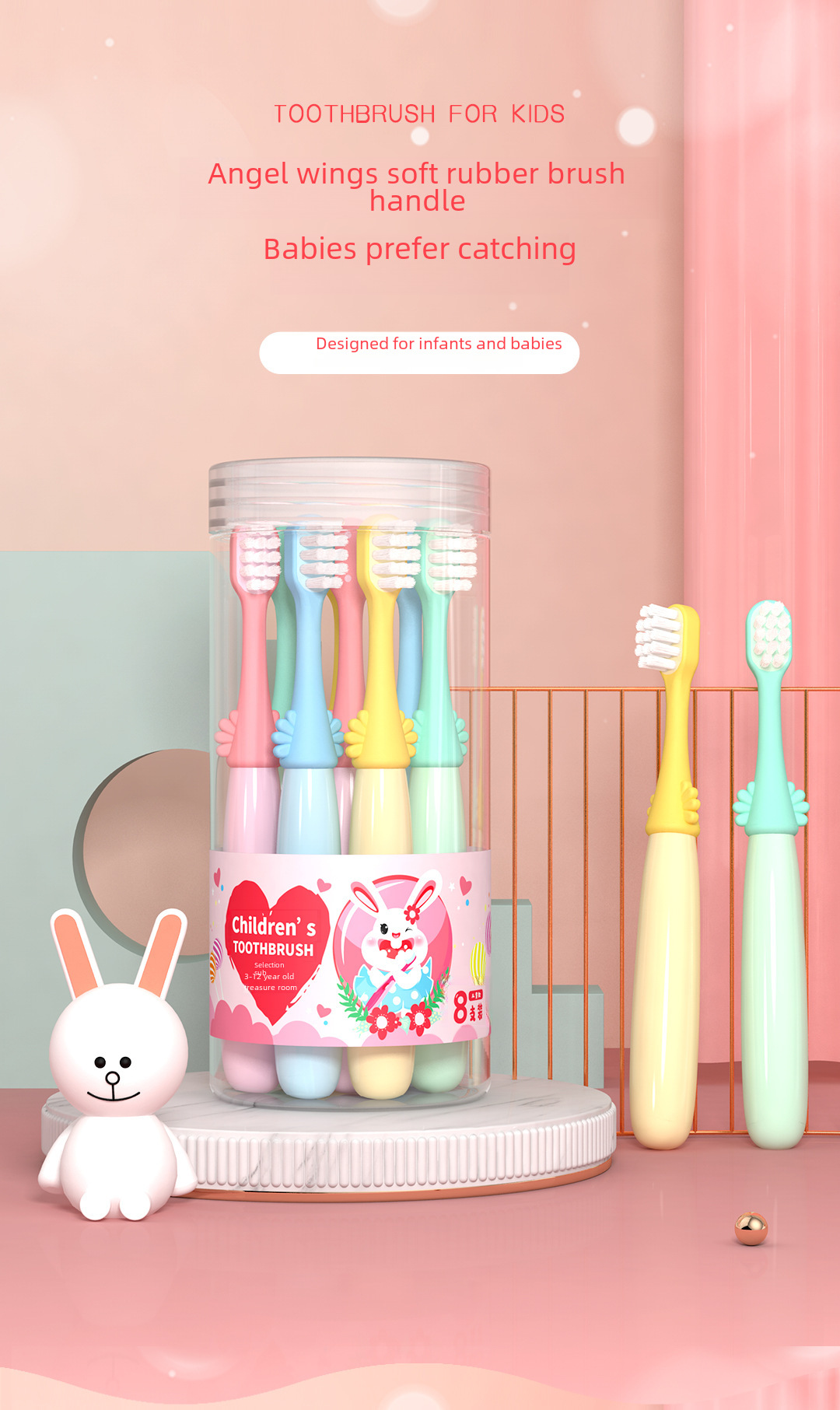 Mikolife Children's Soft Hair Toothbrush Wholesale Eight Pack Care Gum Cleaning Teeth Cartoon Barrel display picture 5