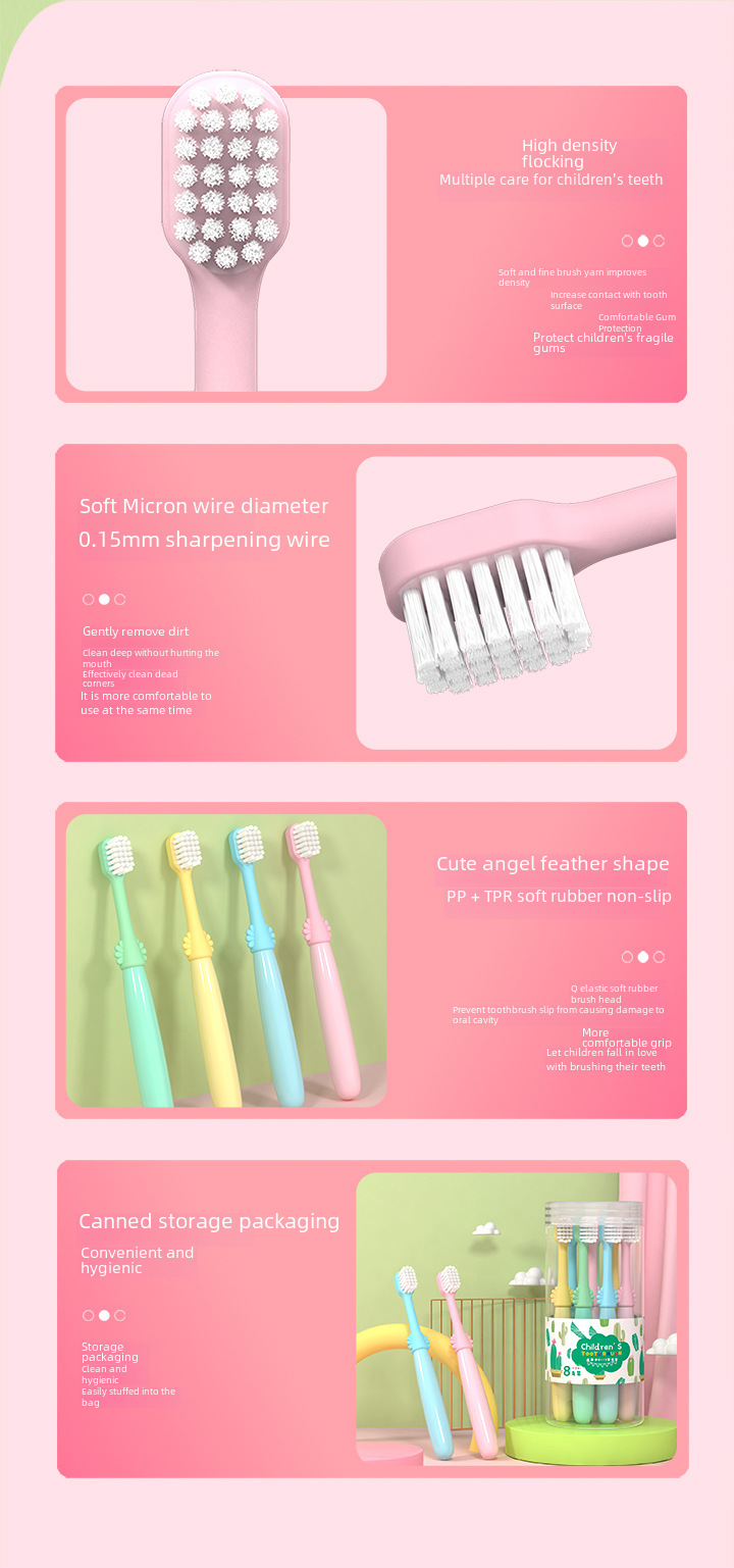 Mikolife Children's Soft Hair Toothbrush Wholesale Eight Pack Care Gum Cleaning Teeth Cartoon Barrel display picture 14