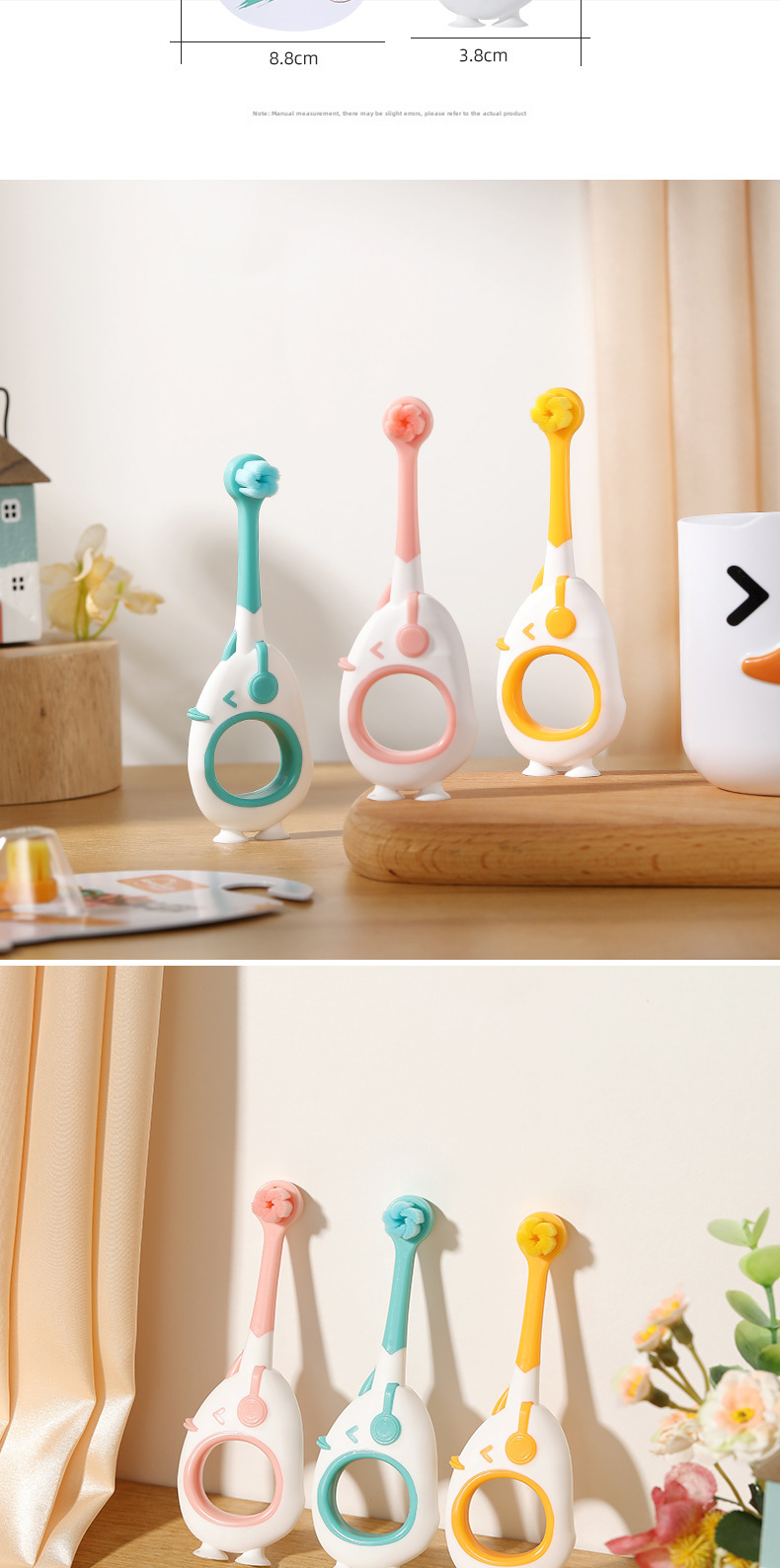 Suction Cup Duck Wanmao Children's Toothbrush 1 Pack 2-6 Years Old Cartoon Children's Fine Soft Hair Toothbrush  Wholesale display picture 8