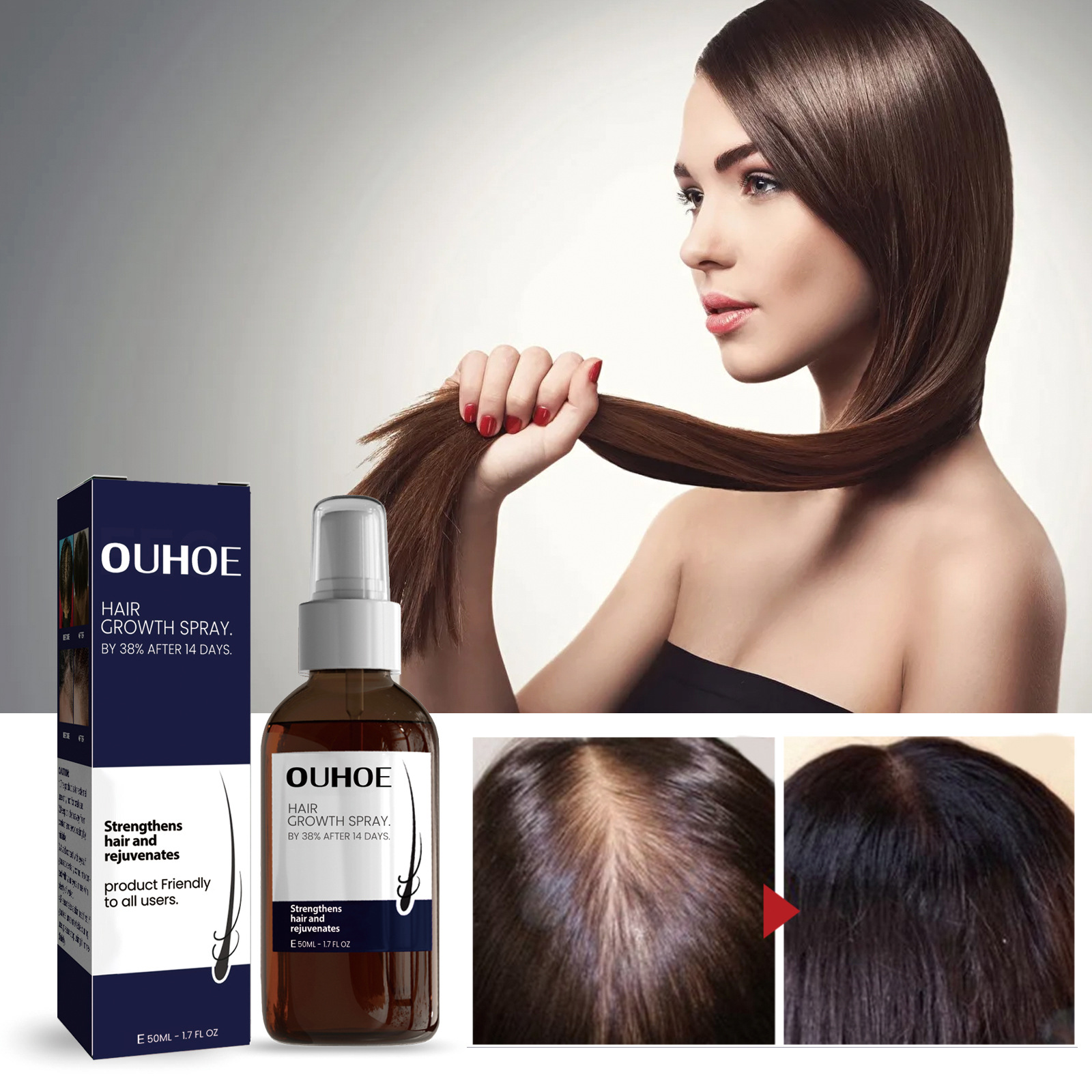 OUHOE Dense Hair Spray Strong And Strong Hair Moisturizing Thick Hair Repair Dry And Manic Hair Damaged Care display picture 2