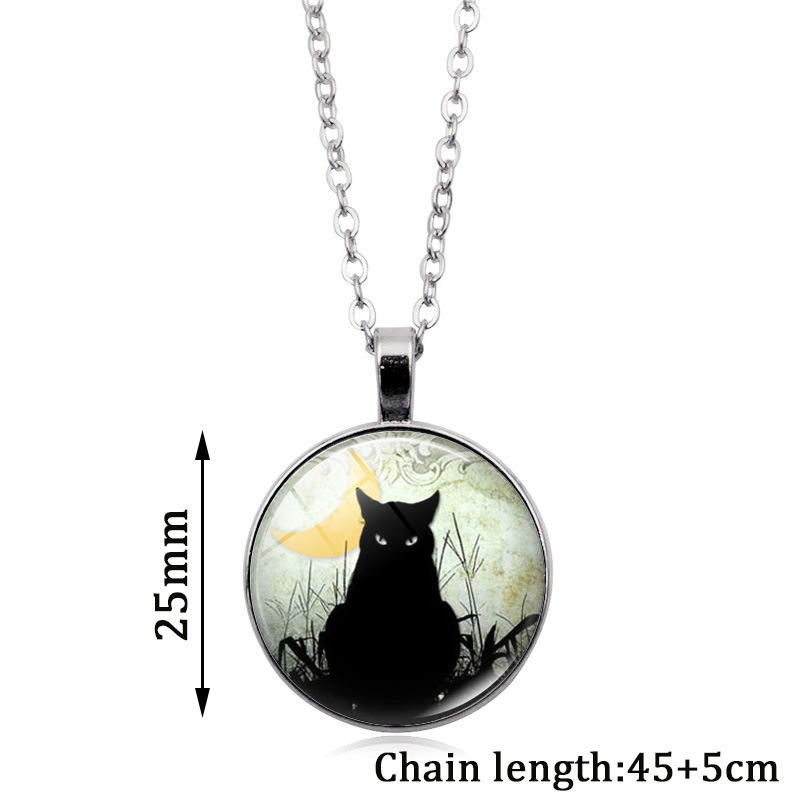 Black Cat Luminous Necklace Women Jewelry Luminous Crystal Glass Pendant Necklace  Creative Small Gift Wholesale display picture 2