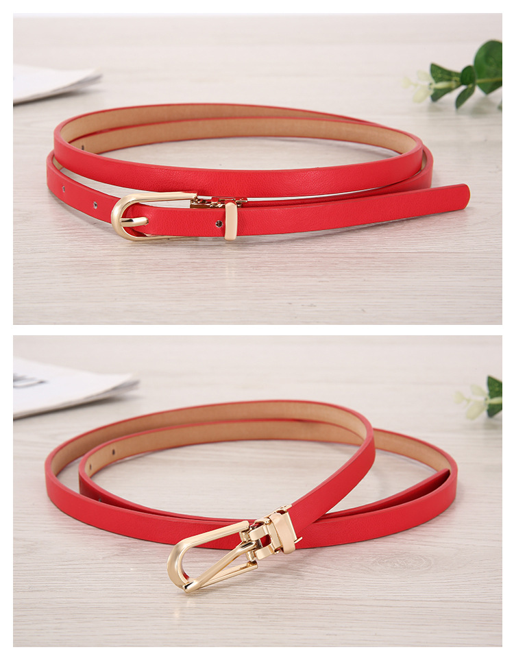 New Ladies Belt  Dress Sweater Ladies Pin Buckle Belt PU Small Belt Manufacturers Spot Wholesale display picture 9