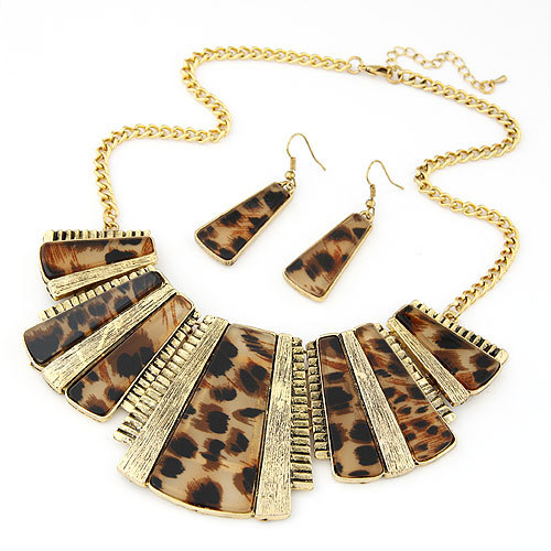 New  European And American Fashion Retro Leopard Necklace Sweater Chain Set Chain Jewelry Set display picture 1