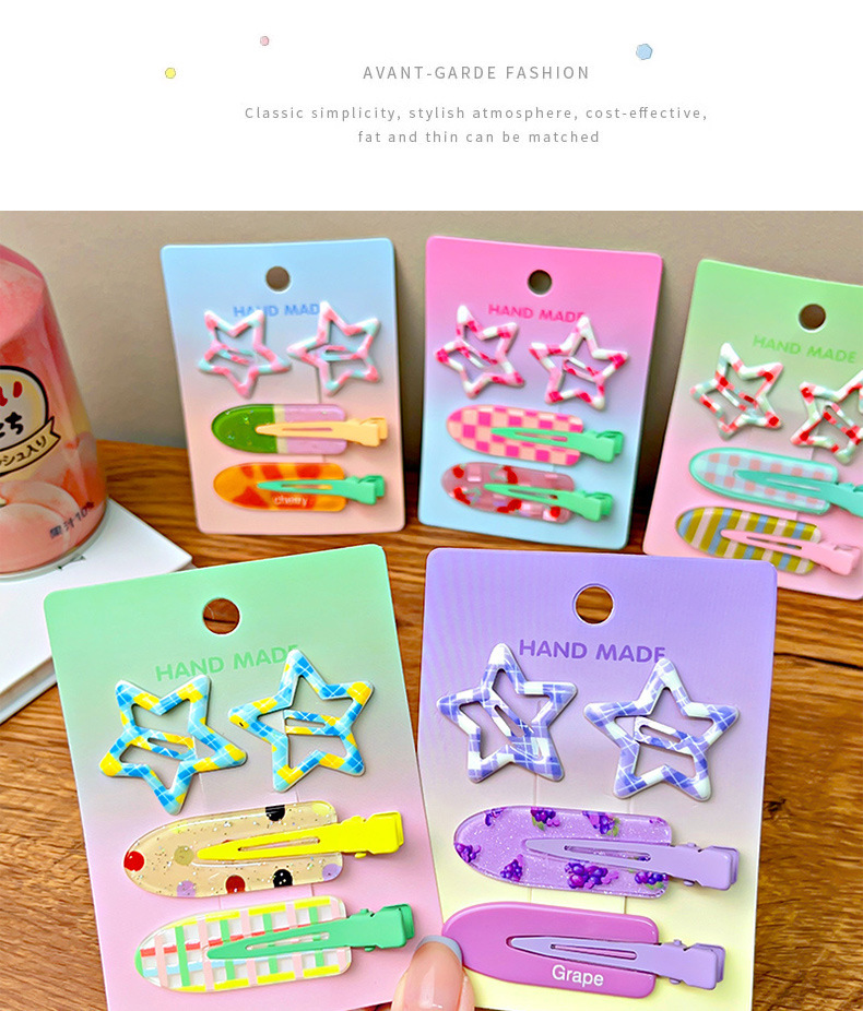 Summer Sweet Cool Girl Star Hairpin Sweet Cute Traceless Hairpin  Fruit Cosmetic Clip Hairpin Bb Clip display picture 1