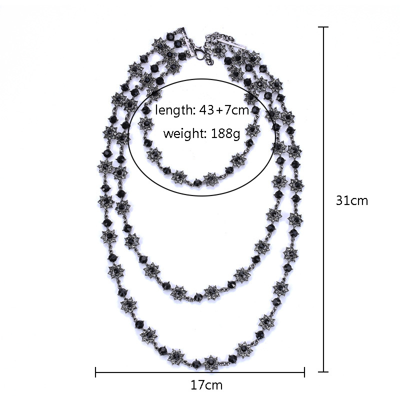 Style Exaggerated Jewelry Multi-layer Pearl Crystal Gem Necklace Long Sweater Chain Accessories display picture 1