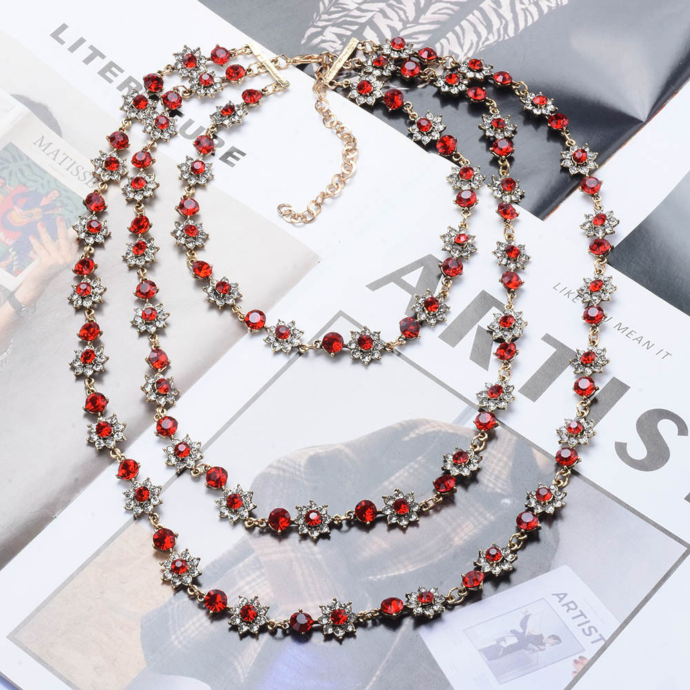 Style Exaggerated Jewelry Multi-layer Pearl Crystal Gem Necklace Long Sweater Chain Accessories display picture 15