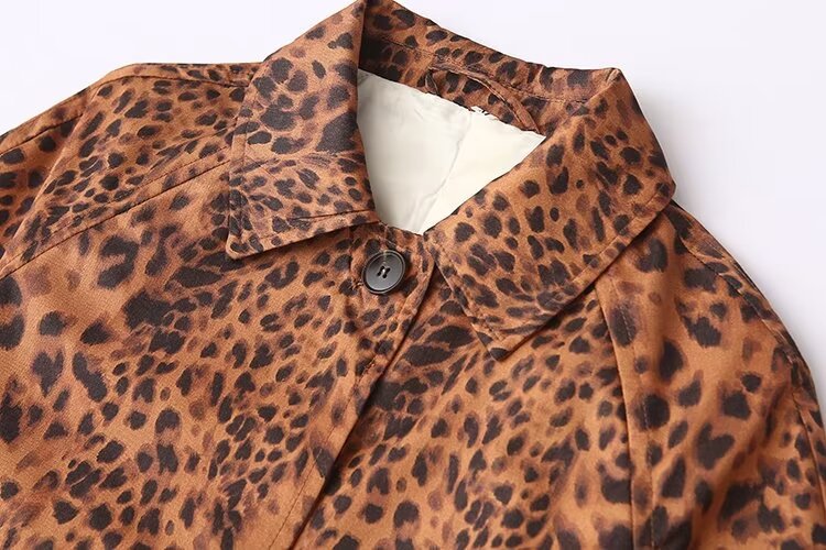 Wholesale   Autumn Women's Lapel Loose Animal Print Trench Coat Women Y24089 display picture 3