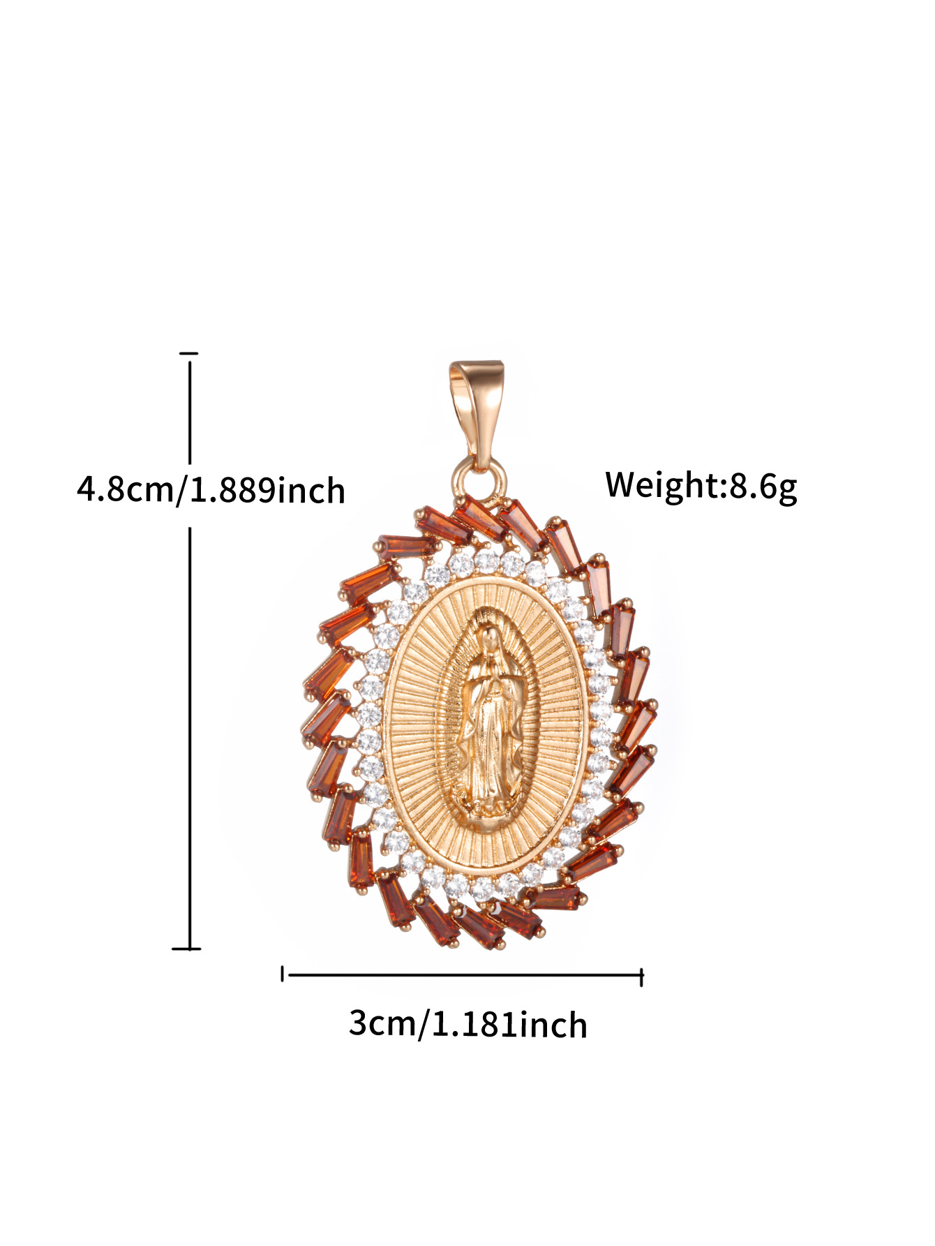 Xuping Jewelry  Fashion Copper Inlaid Zircon Oval Madonna Pendant Religious Jewelry Accessories Personality Necklace Women display picture 5