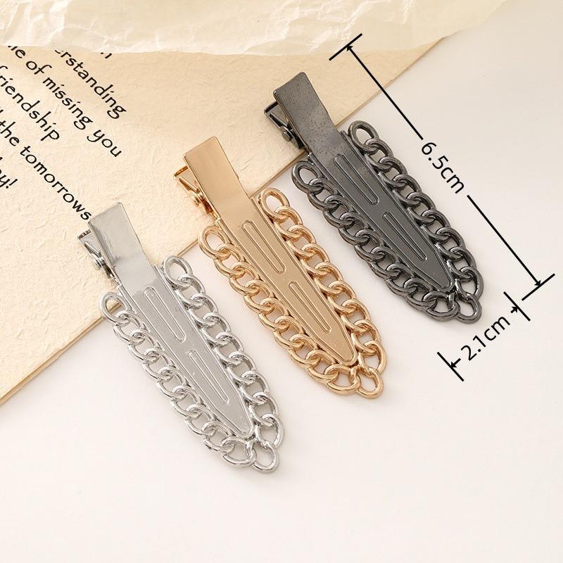 New Korean Version Of Rhinestone Alloy Seamless Hairpin Chain Ring Side Clip DIY Handmade  Finished Hairpin display picture 5