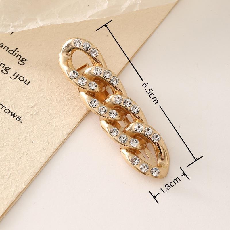 New Korean Version Of Rhinestone Alloy Seamless Hairpin Chain Ring Side Clip DIY Handmade  Finished Hairpin display picture 15