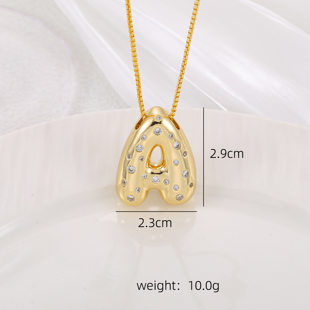 New Copper Inlaid Zircon Smooth Chubby 26 English Letter Pendant Plated 18k Gold Personality Letter Necklace display picture 1