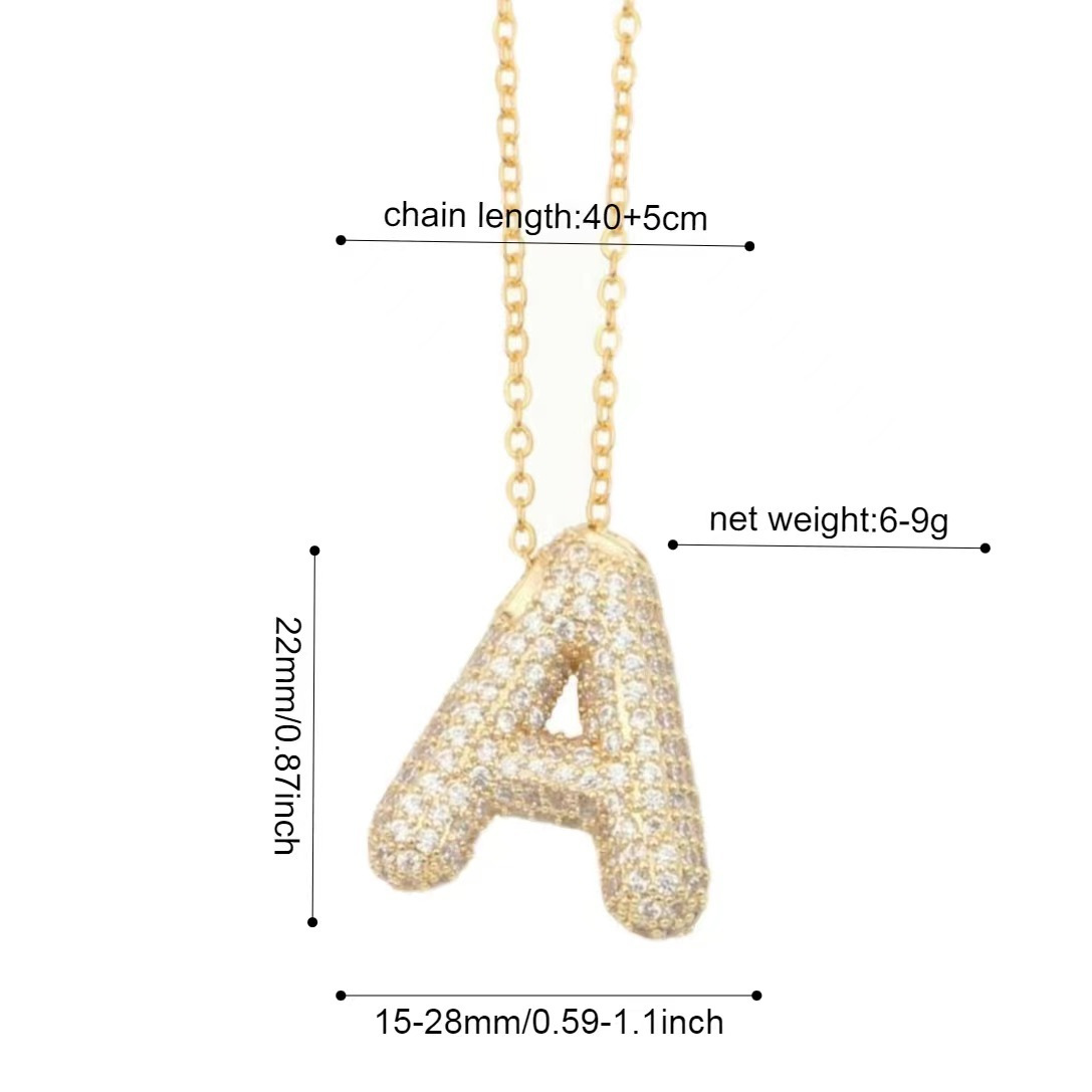 26 English Letter Necklace  Copper Gold Plated Micro-inlaid Zircon Pendant Fashion Jewelry  Hot Sale Clavicle Chain display picture 1