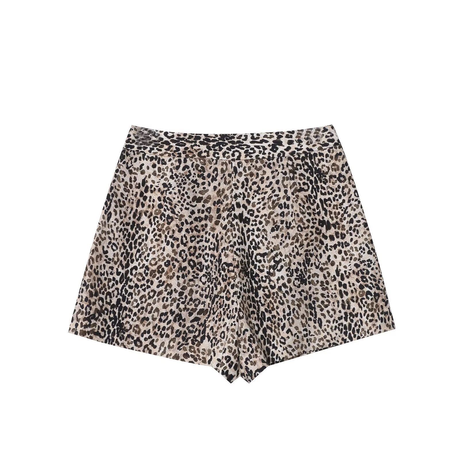 Women's Summer Fashionable High Waist Pleated Design Linen Blended Animal Print Casual Shorts 8023407 display picture 2