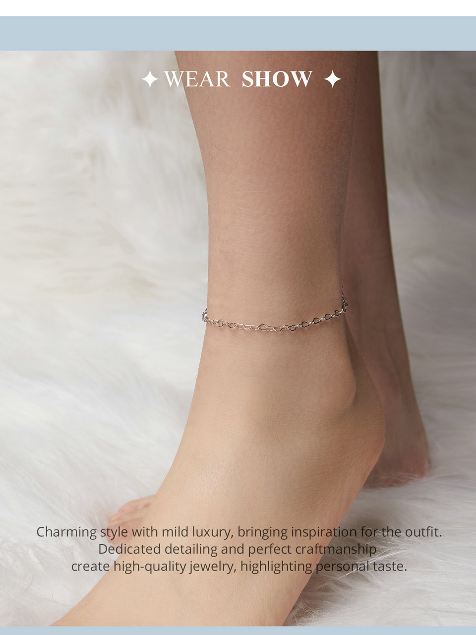 Wholesale Jewelry IG Style Simple Style Geometric Sterling Silver Anklet display picture 10