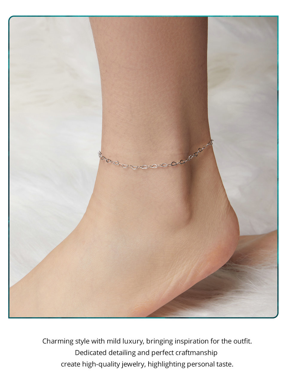 Wholesale Jewelry IG Style Simple Style Geometric Sterling Silver Anklet display picture 8