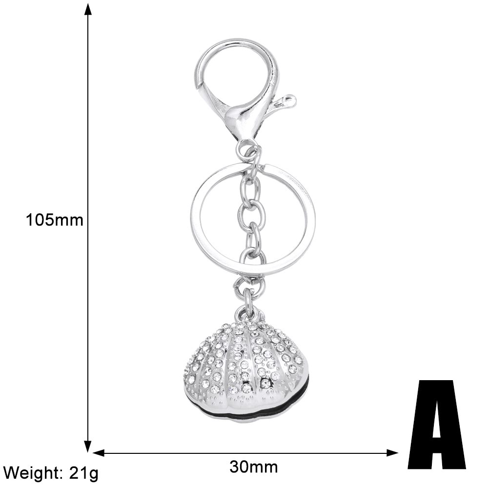 Modern Style Simple Style Shell Alloy Plating Inlay Rhinestones 18K Gold Plated Bag Pendant Keychain display picture 3