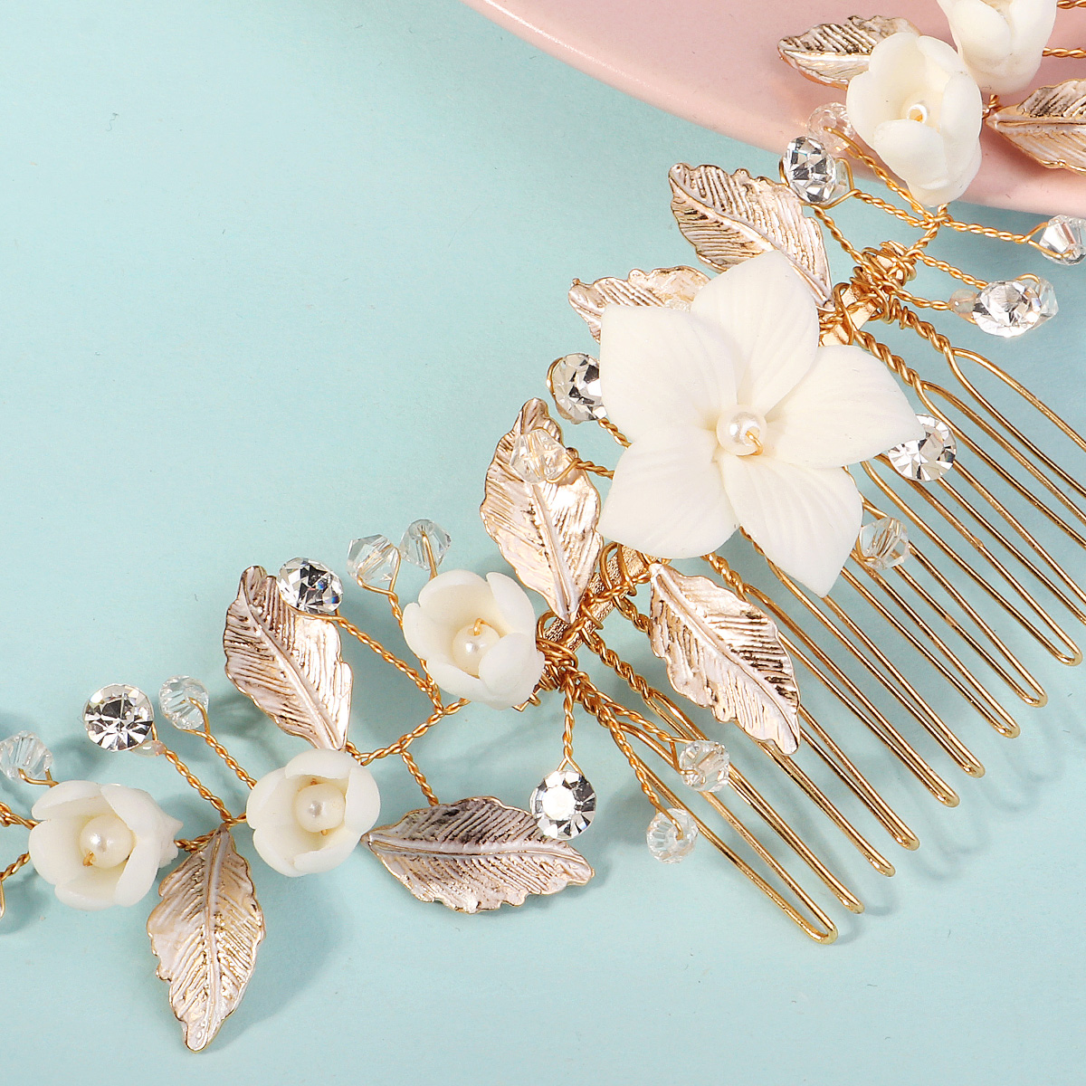 Women's Elegant Geometric Imitation Pearl Rhinestone Insert Comb display picture 8