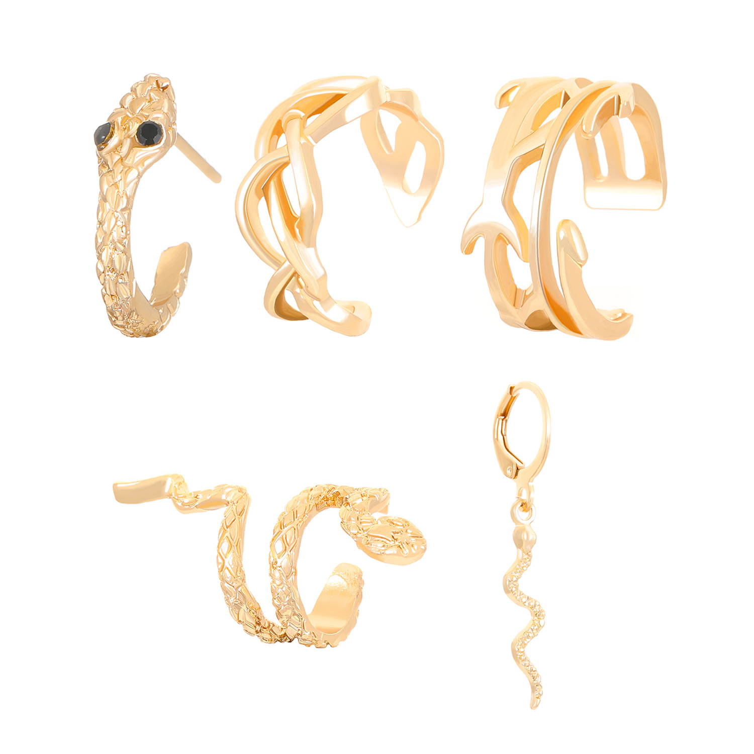 1 Set Simple Style Classic Style Snake Alloy Ear Cuffs Ear Studs display picture 4