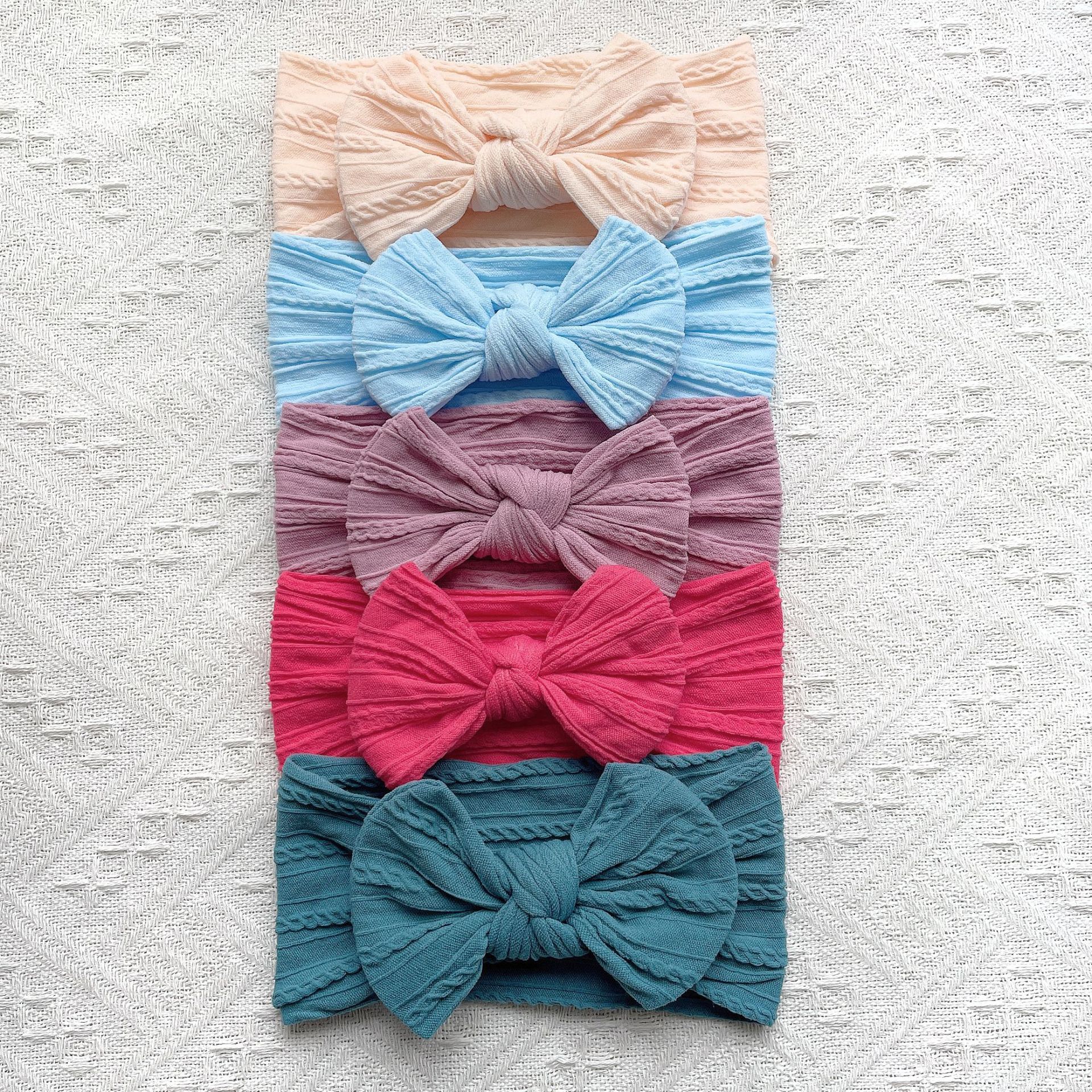 Europe And The United States New Soft Nylon Children's Hair Band 5PCs Set Baby Bow Elastic Headscarf Baby Hair Band display picture 9