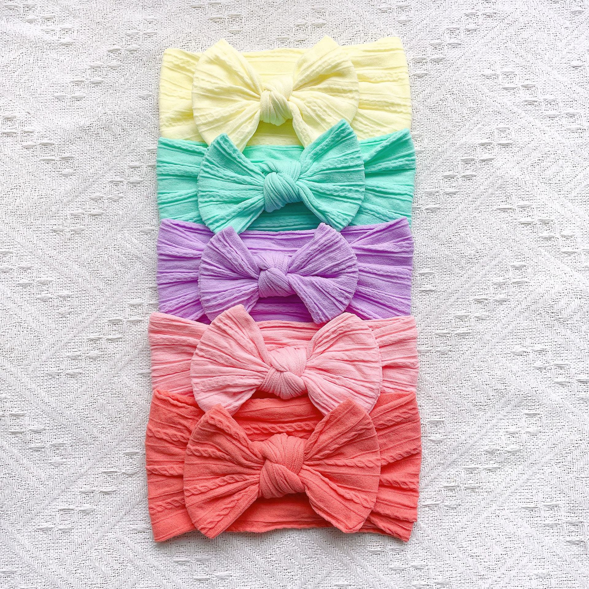 Europe And The United States New Soft Nylon Children's Hair Band 5PCs Set Baby Bow Elastic Headscarf Baby Hair Band display picture 10