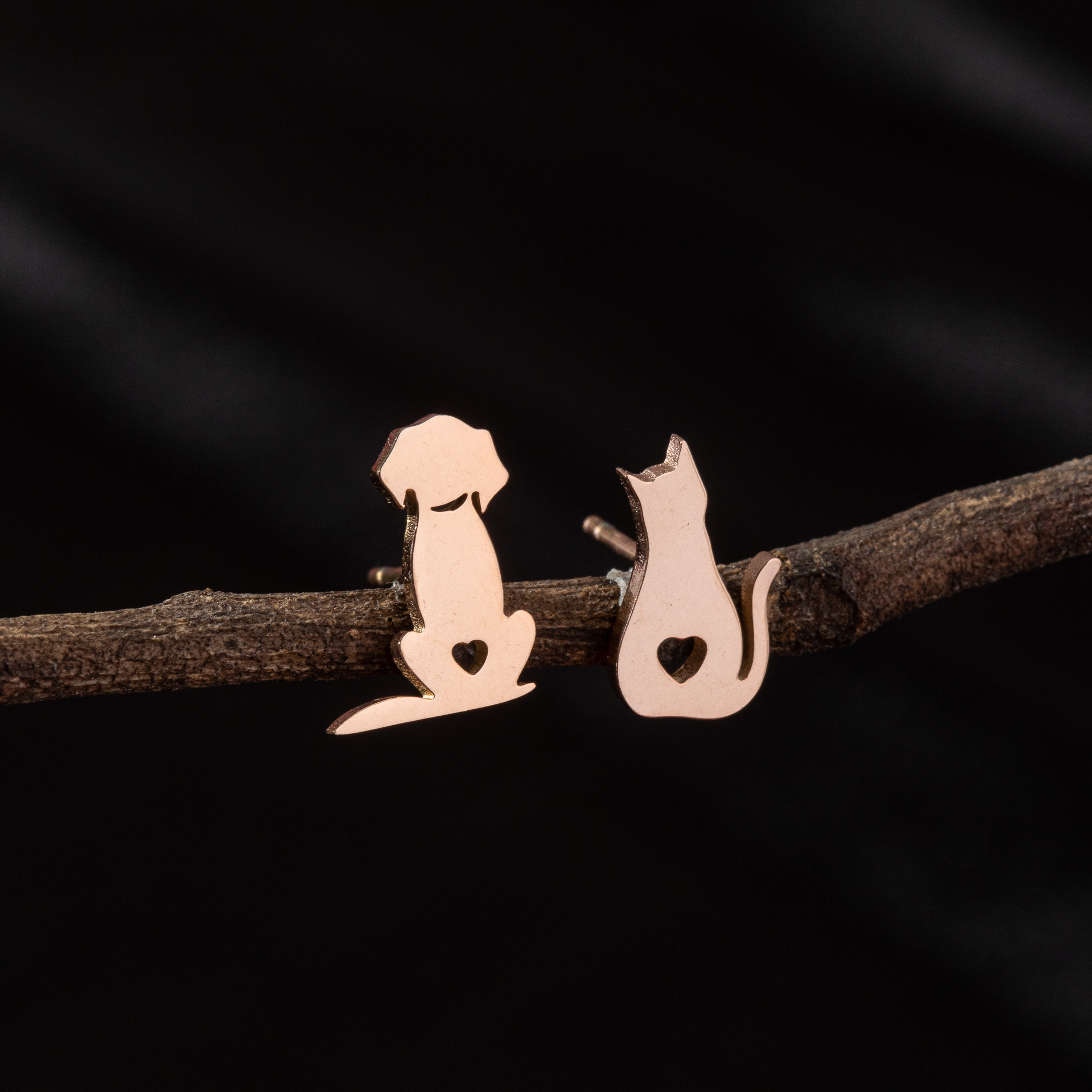 1 Pair Cute Simple Style Dog Polishing 304 Stainless Steel 18K Gold Plated Ear Studs display picture 3