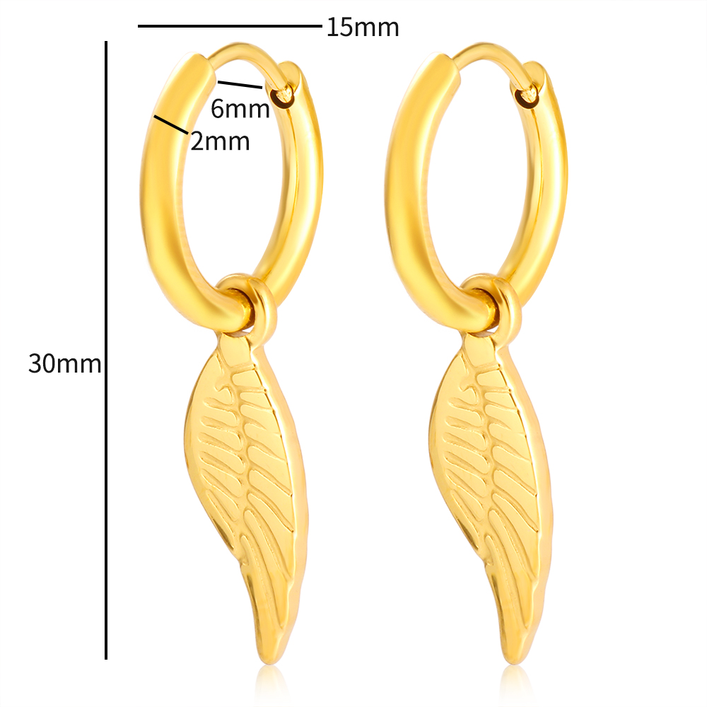 1 Pair IG Style Simple Style Commute Wings 304 Stainless Steel Drop Earrings display picture 2