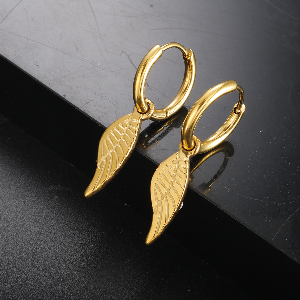 1 Pair IG Style Simple Style Commute Wings 304 Stainless Steel Drop Earrings display picture 4