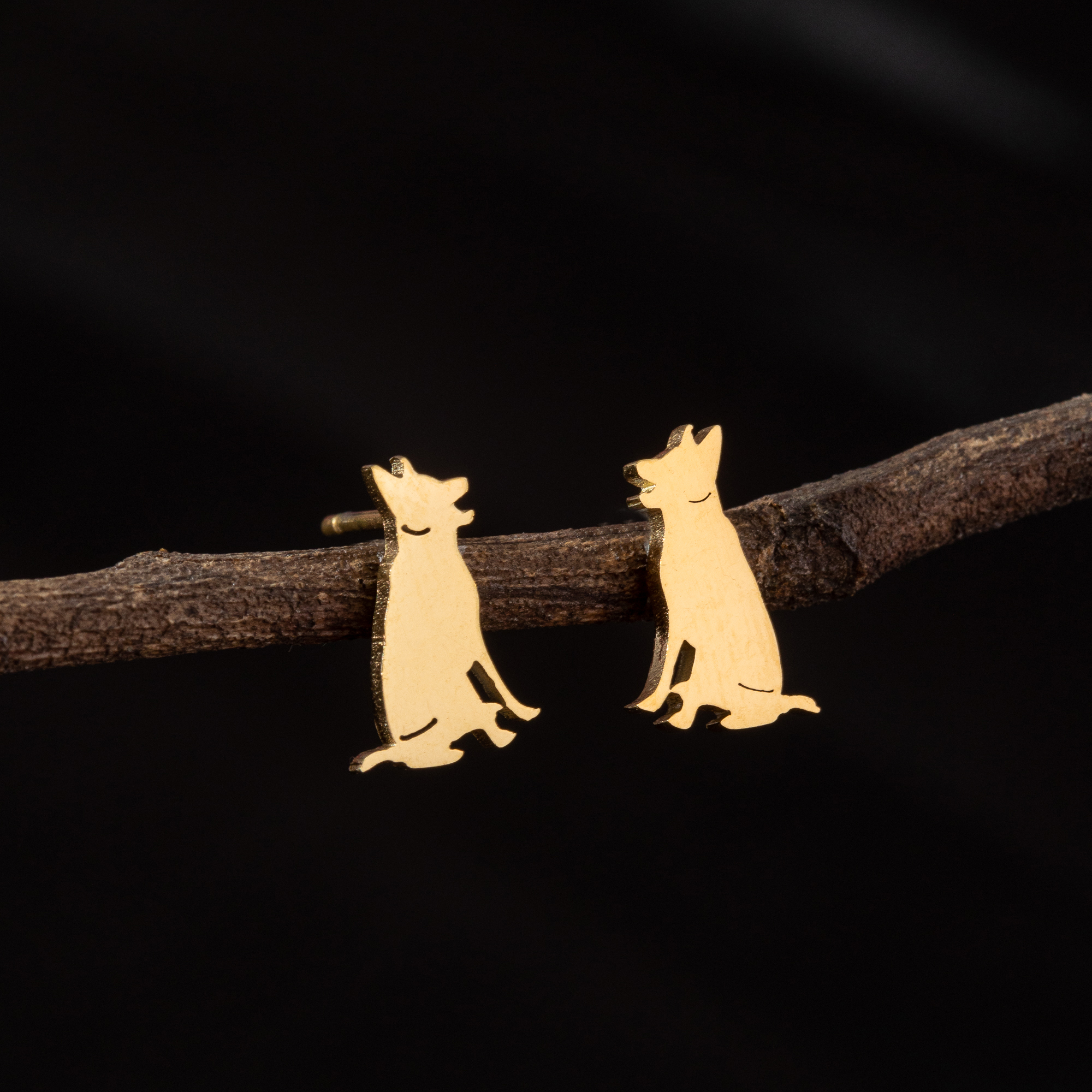 1 Pair Cute Simple Style Dog Polishing 304 Stainless Steel 18K Gold Plated Ear Studs display picture 4