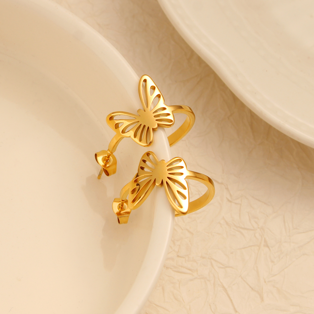 1 Pair Simple Style Commute Butterfly Plating 304 Stainless Steel 316 Stainless Steel  18K Gold Plated Ear Studs display picture 6